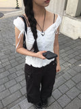 Risun Ribbon Strap Off Sleeveless Blouse