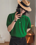 Berna Linen Collar Knit Short Sleeve T-shirt