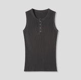 Keene Pigment Henley Neck Ribbed Sleeveless