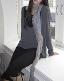 Tenver V-Neck Lace Long Sleeve T-Shirt