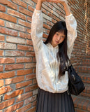 [MADE] Deki Flower Punching Long Sleeve Hooded Zip-up