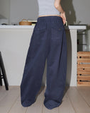 Thermal back pocket point wide cotton pants