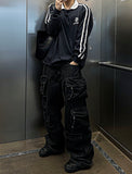 Multi-pocket cargo denim pants