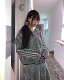 Seoan Stripe Two-Way Knit Hood Zip-Up