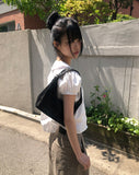 Popori Round Collar Short Sleeve Blouse