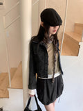 Anns Layered Color matching Round Long Sleeve Warmer T-Shirt