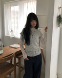 Nayu Flower Lace Polar Long Sleeve T-Shirt