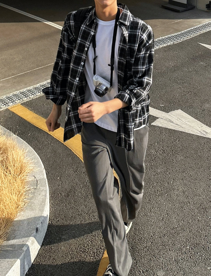【COSYHARU】Simon Check Overshirt Simon Check Overshirt - COSYHARU | 60% - Asian Fashion