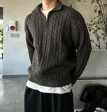 Rope Cable Half Zip-up Knit