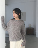 Miken shoulder slit button wool long sleeve T-shirt