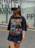 Vintage carwash print loose short sleeve