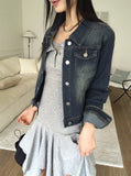 [MADE] Norber Vintage Washing Pocket Cropped Denim Jacket