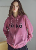 [2-WAY] KOKO Applique Pigment Hooded Zip-Up