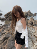 Dou Lace Tiered Banding Mini Skirt