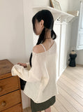 Lipu boat neck overfit soft long sleeve knit