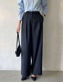 Chev Stripe Pintuck Wide Slacks