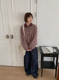 [BAONHAUS] Salo Ribbon Color Matching Check Collar Shirt
