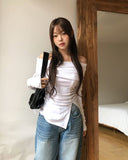 Kants Slit Off-Shoulder Long Sleeve