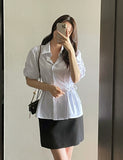 Raven Stripe Strap Puff Shirt