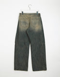 Rukin cut washed balloon denim pants