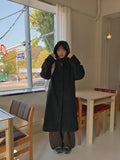 Pombs Check Color Matching Hood Long Coat