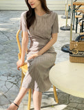 Ennis Pleated Wrap Strap Long One Piece