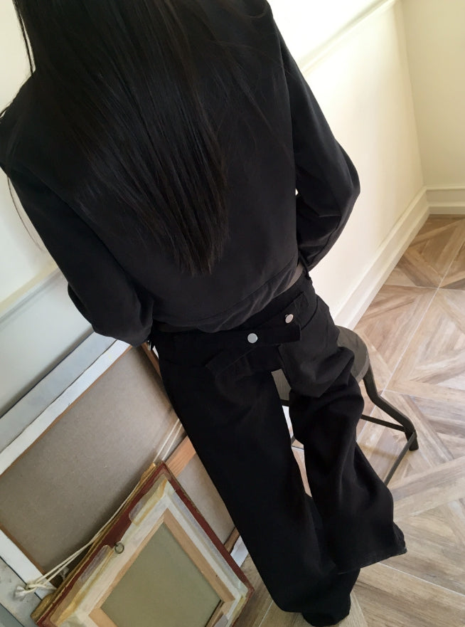【WONDER WONDER】Boldy Incised Zipper Crop Biker Zip Up WONDER WONDER】Boldy Incised Zipper Crop Biker Zip Up