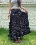 Achu Dot Shirring Tiered Lace Frill Long Skirt