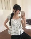 Lize Dot Puff Strap Blouse