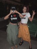 Love You Printed Crop Short Sleeve