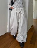 Oat herringbone side pintuck balloon pants