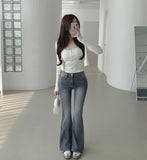 Back Pocket Slim-Fit Bootcut Span Denim Pants