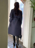 Suede Quilted Lightweight Long Padding Coat (Belt Set)