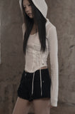 [mnem] Diamond Neck Corset Hoodie