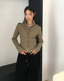 Femo vintage high neck collar button cotton jacket
