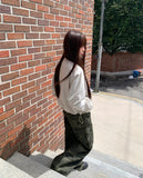 Shuni no-collar snap button string pocket crop overfit jacket