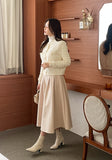 Cashew Nut Pin-Tuck Flared Long Skirt