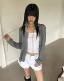 Siju see-through knit long-sleeved cardigan