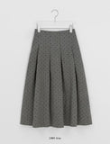 Fiden Wool Pleats Banding Dot Long Skirt