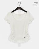 [Muffler set] Kabel lace frill pendant short sleeve t-shirt