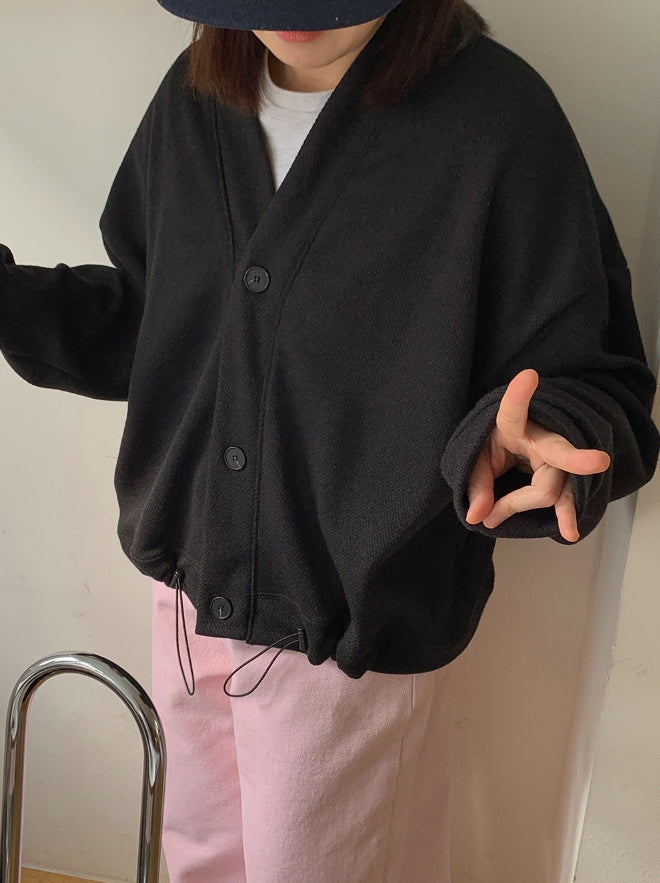 【BAON】[unisex] Nebeon String Over Knit Cardigan BAON (バオン) - [男女兼用]ネボンストリングオーバーニット
