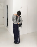 Nar Off Shoulder Loose Fit Pile Sweatshirt