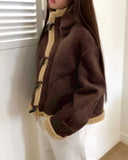 Duna Suede Hooded Duffle Fleece Fur Mustang Jacket