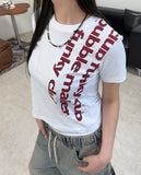 Tess Funky Lettering Crop Tee
