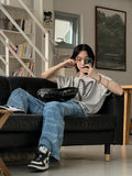 To Heart Lettering Printed Short Sleeve T-shirt