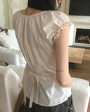 Kuya puff sleeve short sleeve blouse
