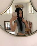 Horin Shirring Half Turtleneck Short Sleeve T-Shirt