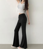 Layered Skirt Leggings Bootcut Banding Pants
