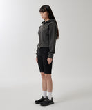 PIGMENT WASHED BIKER CROP ZIP-UP HOODIE
