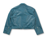 Lambskin Crop Minimal Single Rider Jacket